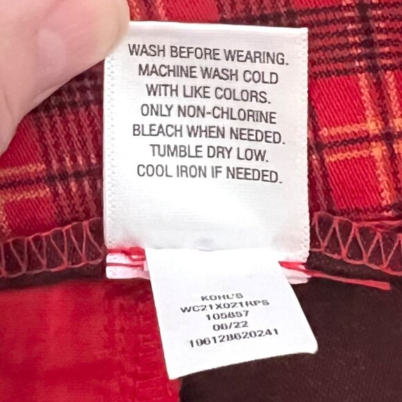 Croft & Barrow Womens Red Plaid Straight-Leg Mid Rise Stretch Pants 18 Short NWT - Picture 11 of 15